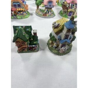 Resin Bunny Village House Figurines Set of 2 Spring Easter Decor
